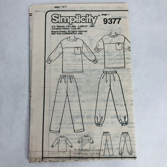 Simplicity 9377 Womans Pants Knit Long Sleeve Top Sweatsuit Plus Size 18-32W - Picture 4 of 6